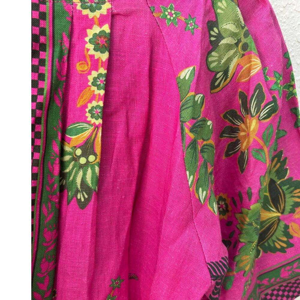 Farm Rio $298 Pink Ana Tapestry Midi XS Dress Floral Cottagecore Linen - Picture 8 of 10